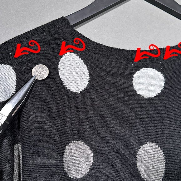 Charter Club Black Lightweight Sweater Silver/Gold Circles With Beads Size L - Picture 9 of 12